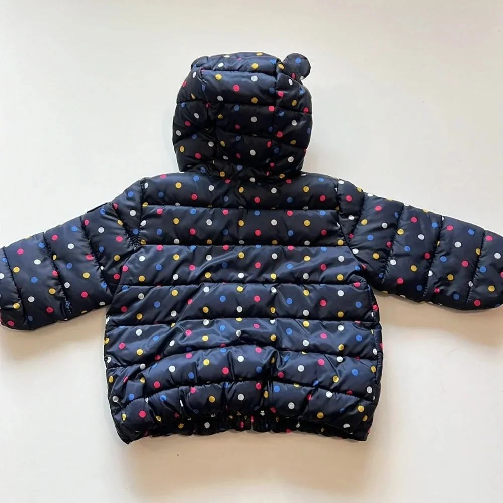 Gap - 6-12m, navy polka‎ dot puffer coat, light weight